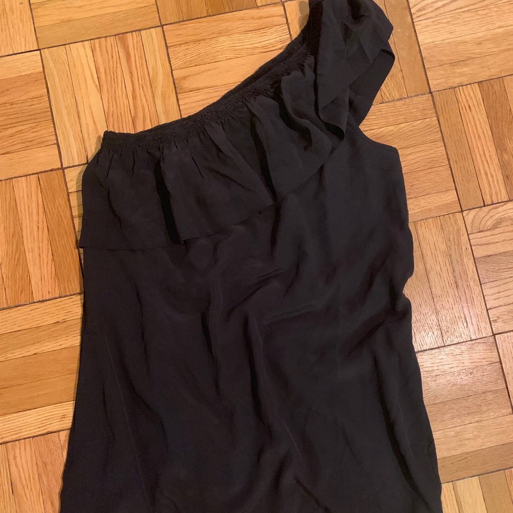 NWT Madewell black SILK one-shoulder dress